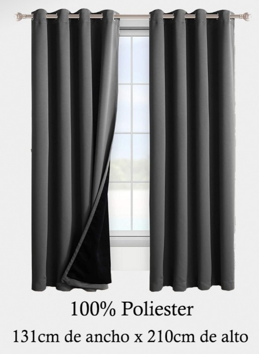 Cortina Gris Oscuro Termoacústica Doble Forro CODF01