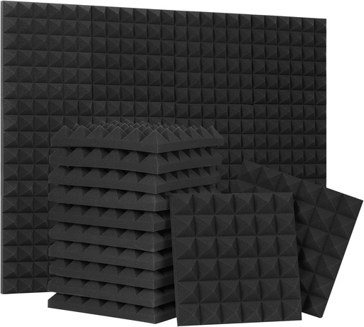 Espuma Acústica Tipo Diamante Negra Autoadhesiva 30x30x5 cm